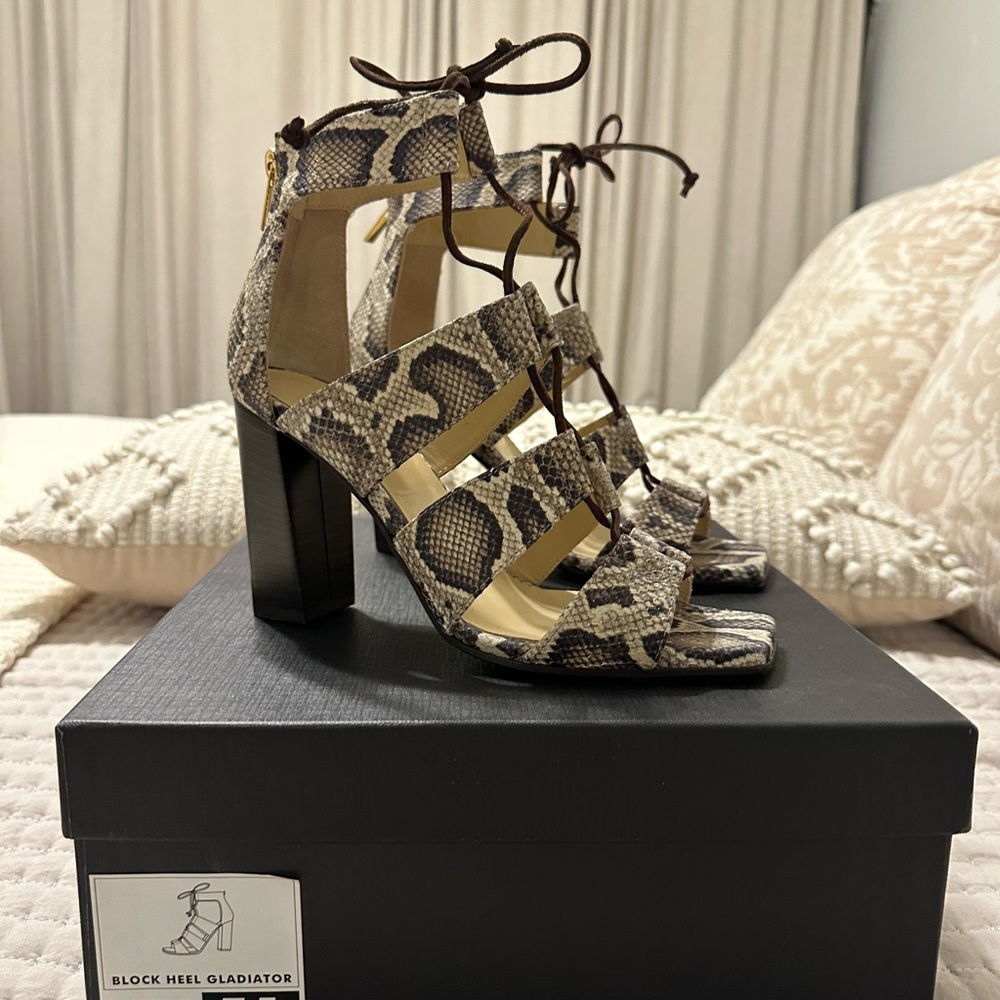 Banana Republic Snake Print Block Heel Sandals